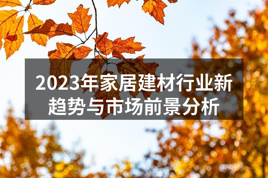 2023年家居建材行业新趋势与市场前景分析
